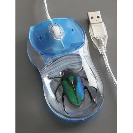 Green Beetle RealBug Mouse Has an Actual Bug Inside It
