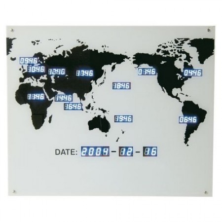 World LED Clock Tells Time in Many Time Zones