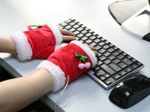 Heated USB No Finger Santa Gloves