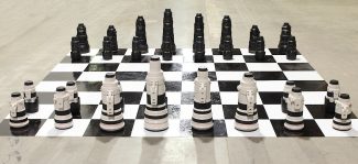 Canon vs. Nikon Camera Lenses Chess Set