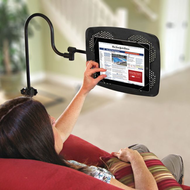 ipad floor stand in use 650x650 iPad Adjustable Floor Stand