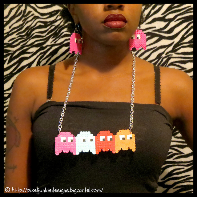 pacman ghost necklace Pac Man Ghosts Pixel Necklace