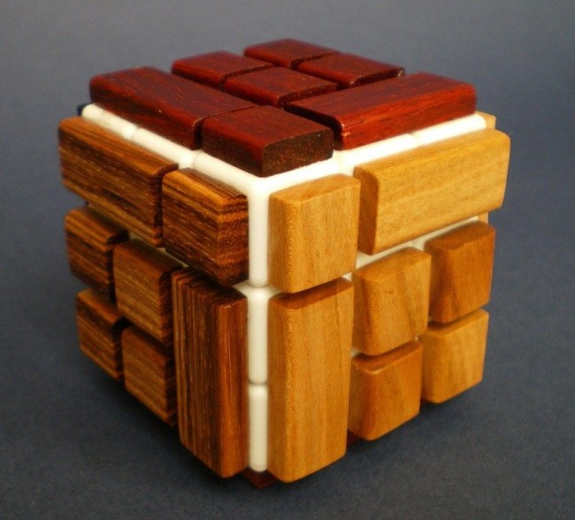 wood bandaged cube 650x588 DIY Wooden Bandaged Rubiks Cube