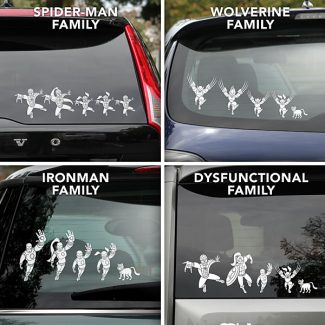 Superhero Family Car Window Decals