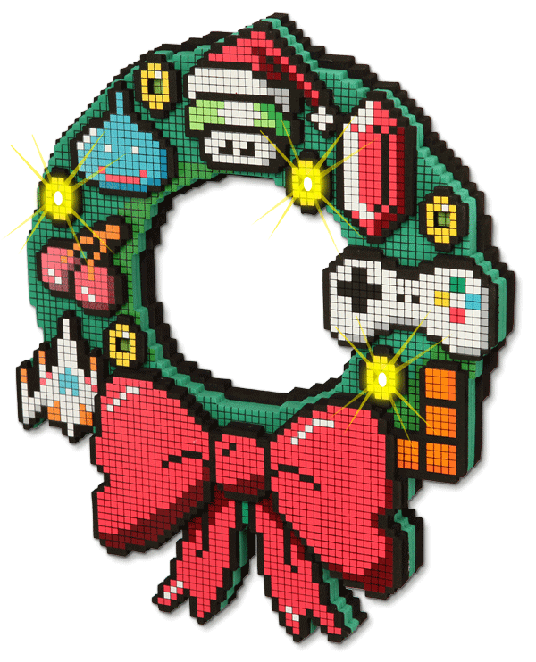 8 bit holiday wreath 8 Bit LED Christmas Wreath
