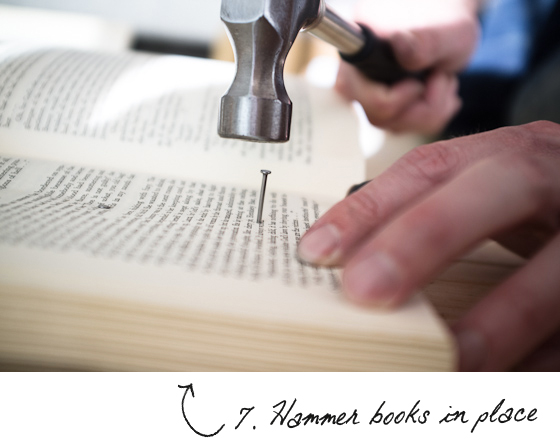 hammer those books DIY Book Headboard