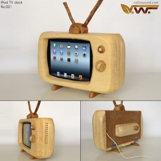 Wood iPad Retro Television Dock