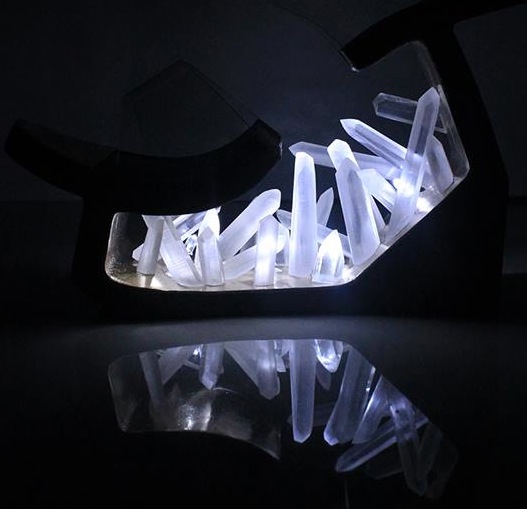 crystal shoe lit up Illuminated Crystals High Heel Shoe