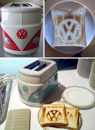 VW Bus Toaster Imprints a VW Logo on Toast