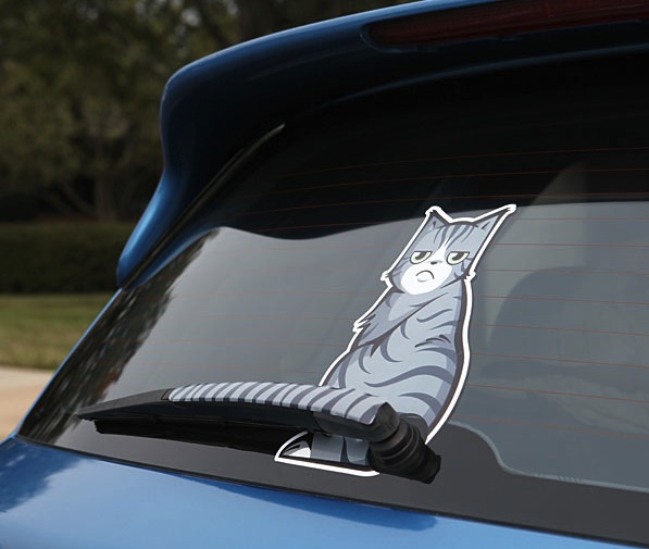 moving tail kitty decal
