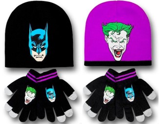 Reversible Batman and Joker Hat and Glove Set