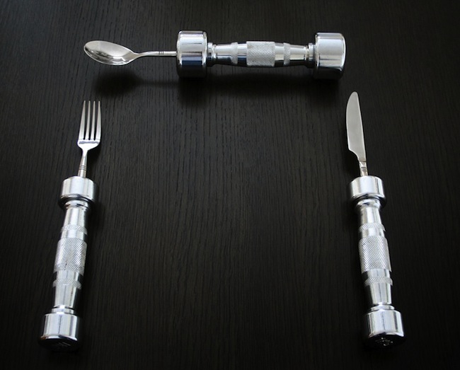 cutlery workout Utensils with Dumbbell Handles Give You a Workout While You Eat