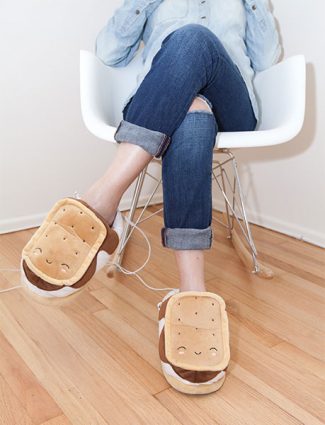 USB Heated Plush Smores Slippers