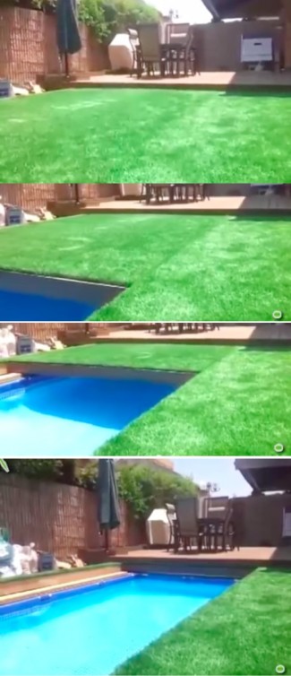 Retractable Grass Covered Swimming Pool