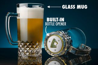 Glass Beer Mug with Bottle Opener