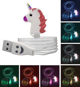 Light Up Rainbow Unicorn Phone Charging Cable