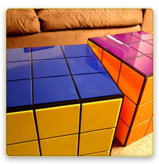 Rubik's Cube and LiteBrite Coffee Tables
