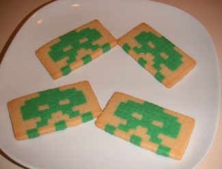 Space Invader Pixel Cookies Made with a PlayDoh Fun Factory