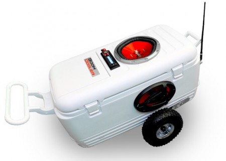 BoomCooler is a Stereo in a Wheeled Cooler