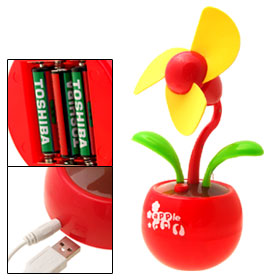 USB Red Apple Base Flower Fan Device WTF