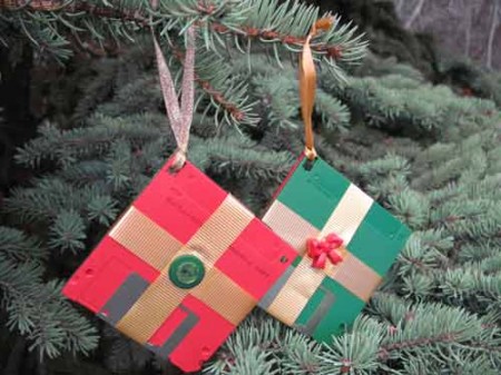 DIY Diskette Present Christmas Ornament 