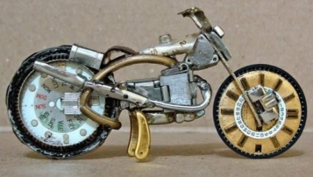 Miniature Motorcycles Made from Watch Parts