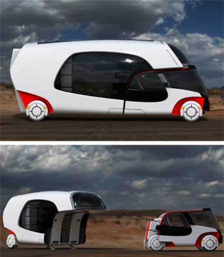 Motorhome with a Detachable Car Built In