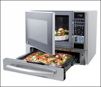 Microwave Oven with a Pizza Drawer Underneath