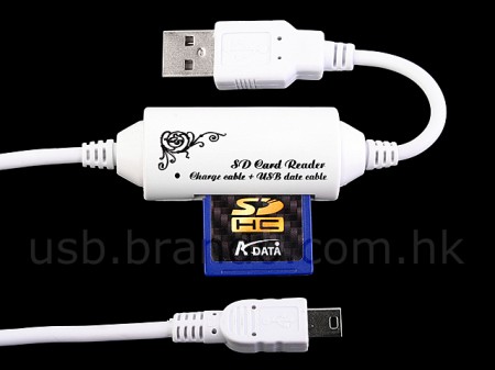 A USB Cable with an SD Card Reader On It