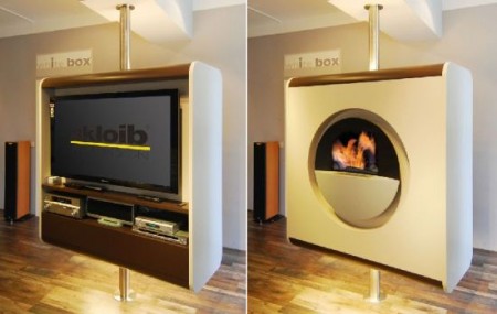 Rotating TV and Fireplace Combo Unit