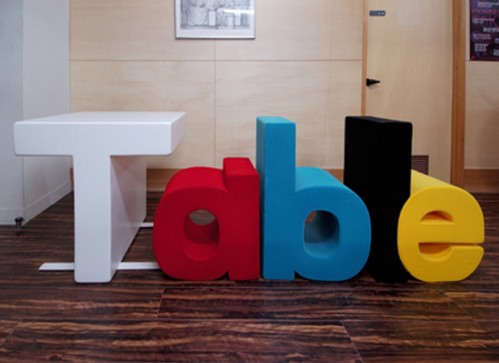 Table Table Spells out Table with it's Chairs