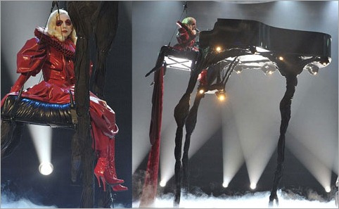 Lady Gaga Goes Big with a 20 Foot Tall Piano