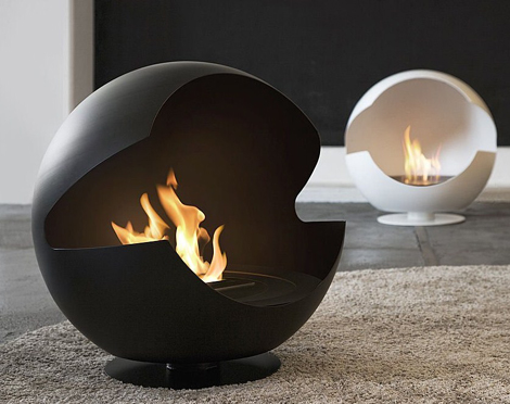 A Fireplace that Looks Like an Egg Chair