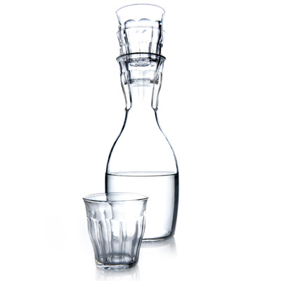 Carafe with Stacking Glasses on Top
