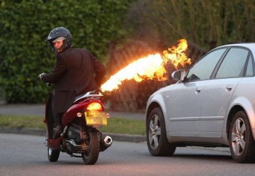 Scooter with Flamethrowing Exhaust Hits the Streets
