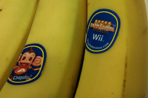 Nintendo Advertising Super Monkey Ball for Wii on Chiquita Bananas