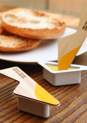 Single Serving Butter Package with Integrated Knife