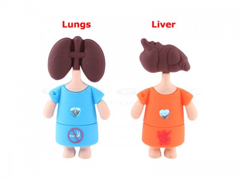 Lung and Liver Head Figurine USB Drives