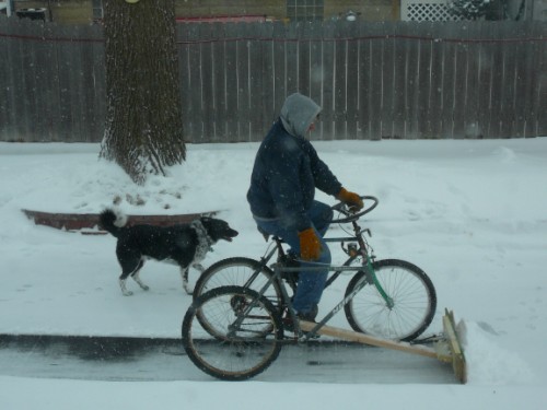 Bicycle Mounted Snowplow