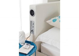 Bed with Speakers in the Headboard
