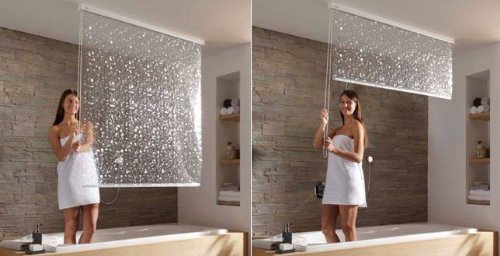 Pull Down Ceiling Mounted Shower Curtains, Shower Curtains That Hang From The Ceiling