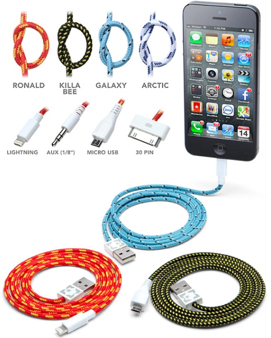 Braided Fabric Smartphone Cables Won't Tangle -