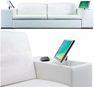 Sofa with LCD Monitors in the Armrests