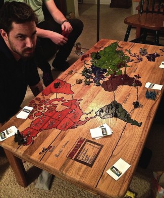 Game of Risk Carved Into a Coffee Table
